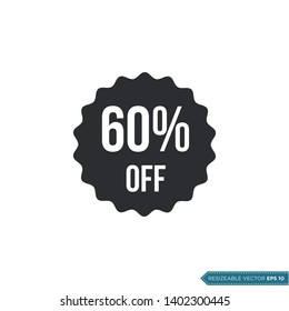 60% Discount Sign Icon vector Template flat design
