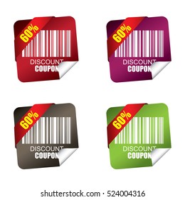 60% discount sticker, button, label and sign set - vector