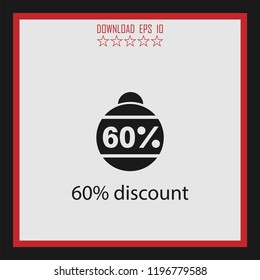 60% discount vector icon