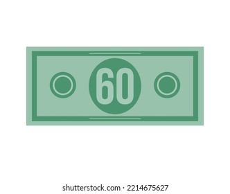 60 dollar vector illustration isolated in white background. Dollar price for sales and promotion