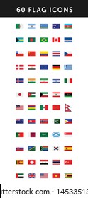 60 flag icons flat illustration design