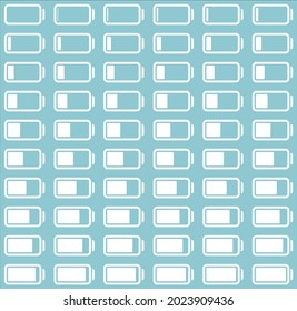 60 Frame Set Of White Battery Charging Motion Vector For Animation In Blue Background