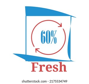 60 % Etiqueta de señal fresca vectorial y arte de ilustración con fantástica combinación de color azul y rojo en fondo blanco