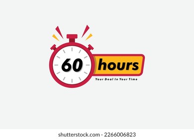 60 hours clock arrow. symbol work time, vector icon Illustration