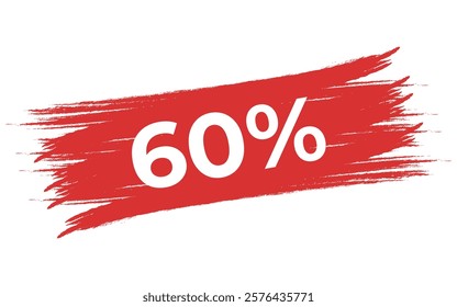 60% icon on a brush background on a white background
Vector discount with percentages on a red brush background