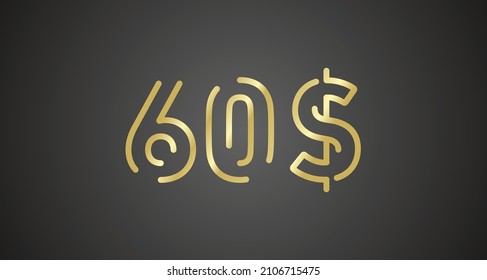 60$ internet website promotion sale offer big sale and super sale coupon code dollar golden 60$ discount gift voucher coupon vector illustration