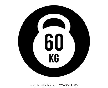 icono de 60 kg de peso. Peso vectorial en kilogramos aislados en el fondo blanco