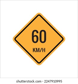 60 km Maximum Speed limit sign icon on white background vector illustration.