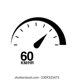 60 km por hora velocímetro icono vectorial eps