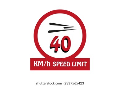 60 km etiqueta límite de velocidad vectorial ilustración de arte con elegante visualización de fuentes y color rojo en un fondo blanco