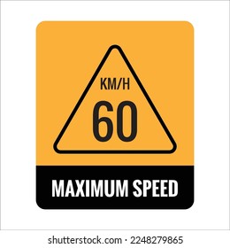 60 kmh Icono de signo de límite máximo de velocidad de carretera aislado en ilustración vectorial de fondo blanco.