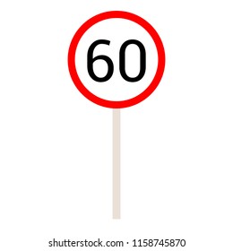60 km/h traffic sign vector icon