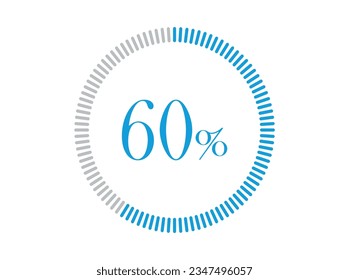 60 % Ladung. 60% Kreisdiagramme Infografik Vektorgrafik, Prozentsatz einsatzbereit für Web-Design.