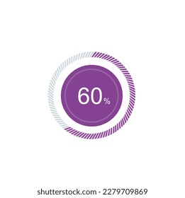 60% loading, icon pie purple chart 60 percent.