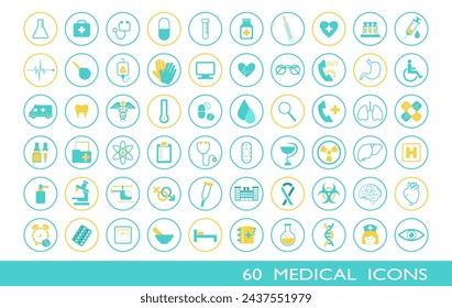 60 Medical icon set vector illustration