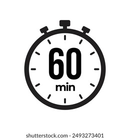 Temporizador de 60 minutos, reloj de 1 hora, cronómetro de iconos de conjunto aislado. Icono de símbolo de temporizador de cuenta atrás. Tiempos de cocción de etiquetas. Ilustración vectorial
