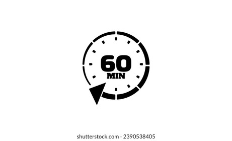 60 min timer, black isolated silhouette