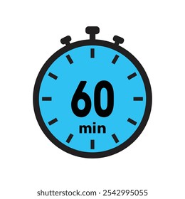 60 minute Timer, clock, stopwatch isolated icons. Countdown timer symbol. Minute timer, Time measure, Chronometer, Alarm.