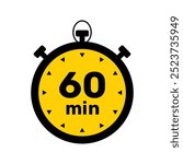 60 Minutes Analog Clock Icon white background .