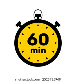 60 Minutes Analog Clock Icon white background .