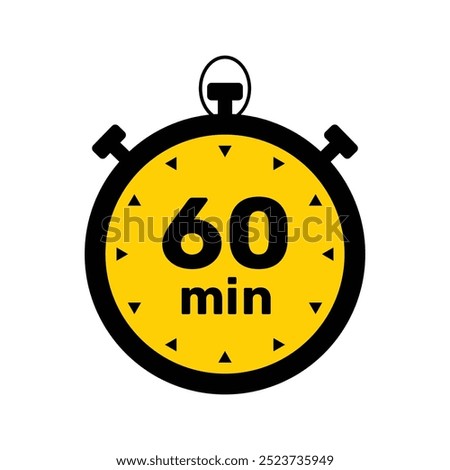 60 Minutes Analog Clock Icon white background .