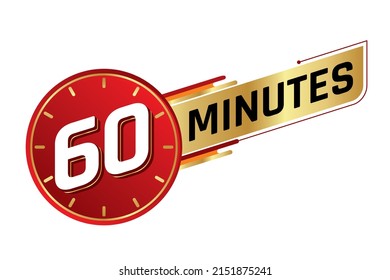 60 minutes isolated on white background. Time concept. Vector illustration.