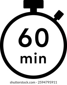 60 minutes stopwatch icon (black)