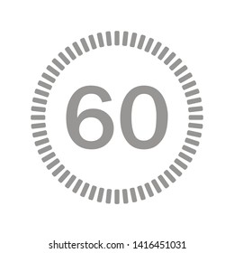 The 60 minutes, stopwatch vector icon, digital timer. clock and watch, timer, countdown symbol.