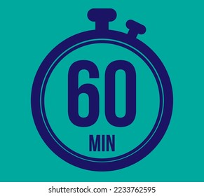 60 Minuten. Hör auf, Vektorsymbol zu sehen! Vektorgrafik mit Zeitgeber für Termine und Aufgaben