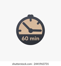 60 minutes, stopwatch vector icon. clock icon in flat style. Stock vector illustration isolated