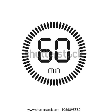 The 60 minutes, stopwatch vector icon, digital timer. clock and watch, timer, countdown symbol.