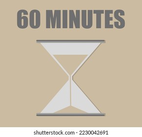 60 minutes time hourglass. Vector count of minutes on dark background