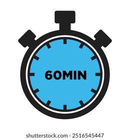 60 Minutos Ícone De Temporizador, Design Plano Moderno. Relógio, Cronômetro, Mostrando 60 Minutos Rótulo. Hora da cozinha, Indicação de contagem regressiva.