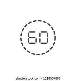 60 minutes timer outline icon. linear style sign for mobile concept and web design. Stopwatch simple line vector icon. Countdown symbol, logo illustration. Pixel perfect vector graphics