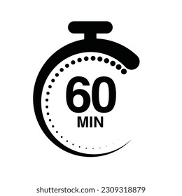 60 minutes timer stopwatch vector illustration isolated on white background.