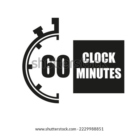 60 Minutes timers clock. Time measure digital. Chronometer vector icon black isolated on white background.