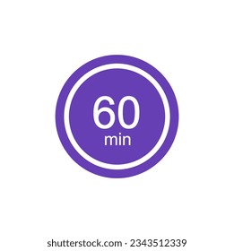 60 minutes timers Clocks, Timer 60 min vector illustration.