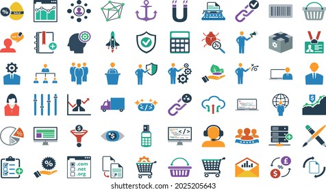 60 new icons Set of premium quality vector flat design icons of business and finance for modern concepts, Social media marketing, web and apps