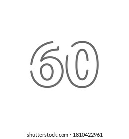 60 number line design font. Gray color on white background isolated vector illustration