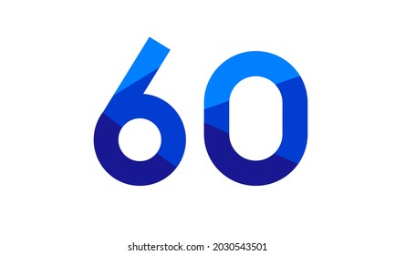 60 Number Modern Flat Blue Logo