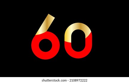 60 Number New Gold Red Elegant Logo