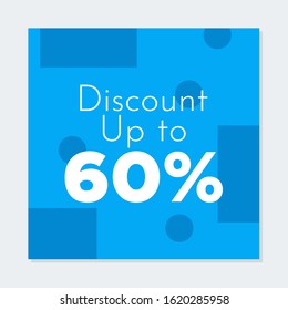 60% off banner template. Discount banner template illustration. Editable Social media banner. Suitable for product promotion. Social media post with blue color concept