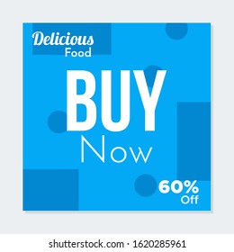 60% off banner template. Discount banner template illustration. Editable Social media banner. Suitable for product or food promotion. Social media post with blue color concept