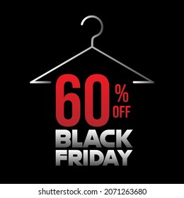 60 off black friday clothes hanger sale, red and white in a black background