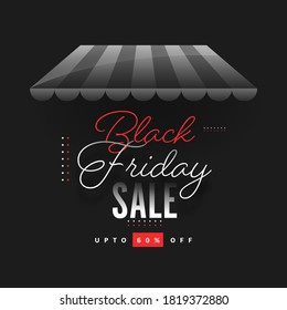 UP TO 60% Off for Black Friday Sale Poster Design with Shop Awning.