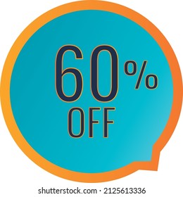 60% off. Blue gift balloon with orange edges ideal for promotions and offers