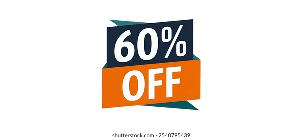 60% OFF creative banner,minimalistic flat vector illustration,,plain background