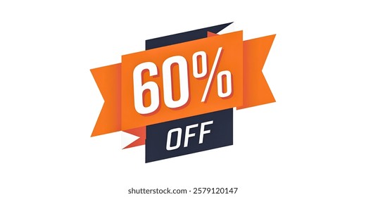 60% OFF creative banner,minimalistic flat vector illustration,plain background