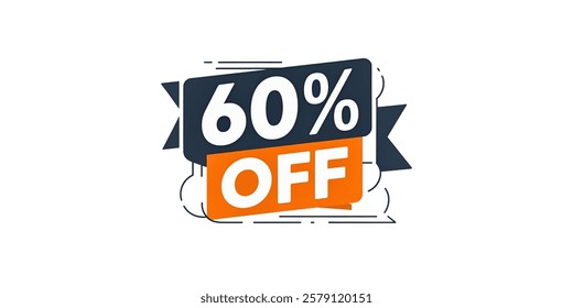60% OFF creative banner,minimalistic flat vector illustration,plain background