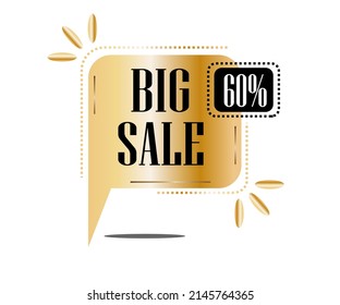 60% de descuento .Diseño de banner cuadrado de oro para grandes ventas. ilustración vectorial